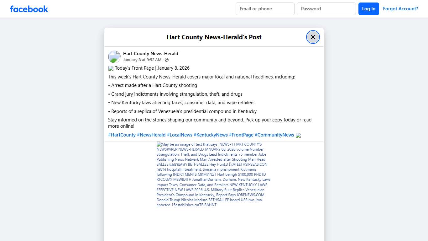 🗞️ Today’s Front Page January... - Hart County News-Herald Facebook